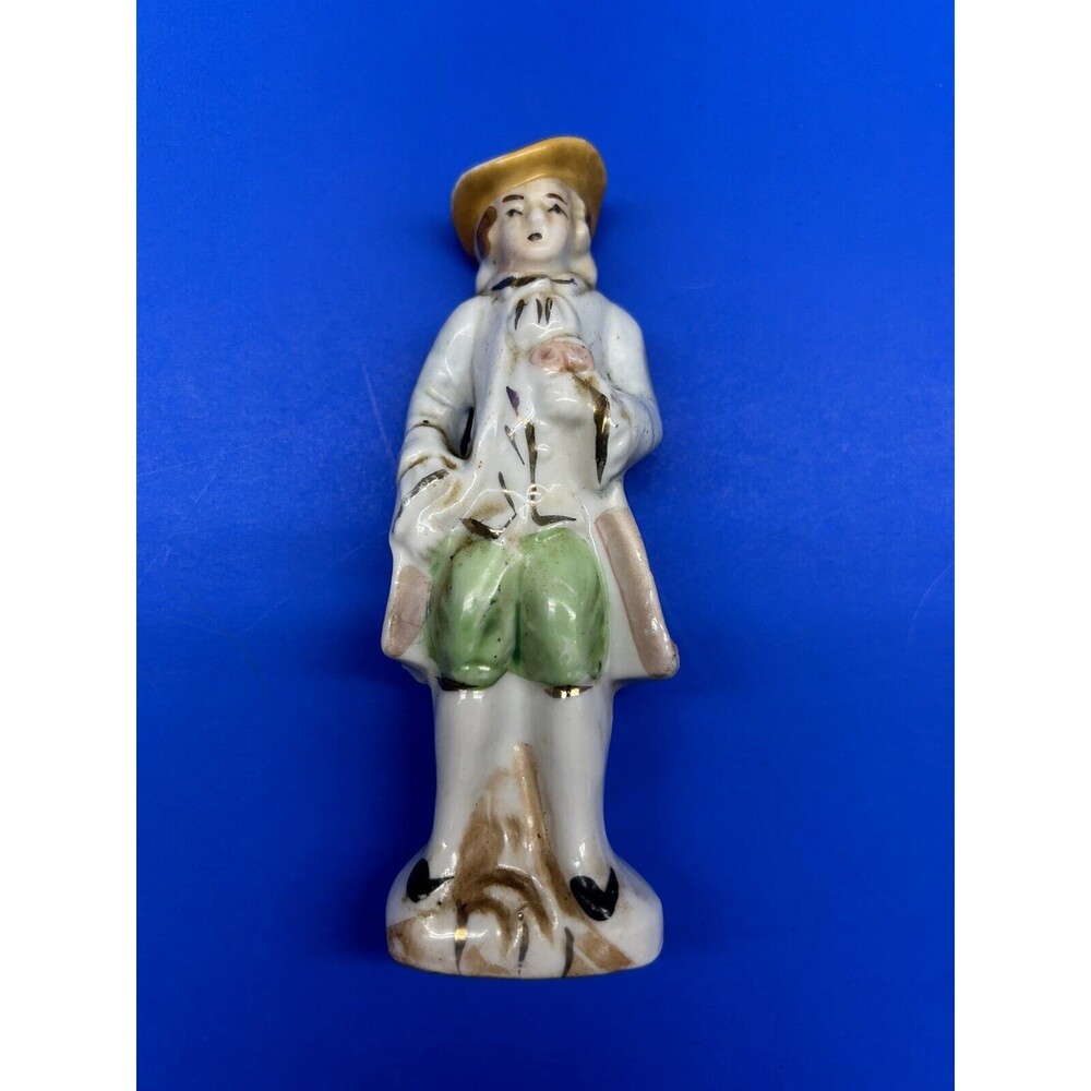 Vintage Porcelain Man Figurine Made JapanTiny Colonial Man Figure